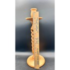 Vtg Hand Turned Wood Barley Twist Candlestick Holder Open Spiral Signed 13 