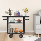 Rolling Bar Cart Industrial Mobile Serving Cart Kitchen 3 Tiers Storage Trolley