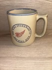 Vintage Red Wing Stoneware Minnesota Coffee Mug Blue Rim Thumb Handle Stamped