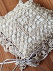 Vintage Handmade Crocheted Ivory Wedding Ring Pillow  6   6 