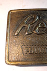 Vintage  80 s   Reese s Peanut Butter Cups Brass Belt Buckle Indiana Metal Craft