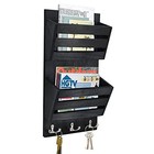  Rustic Mail Organizer Wall Mount With 4 Key Hooks mail Holder Wall Black