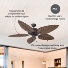 52  Indoor Outdoor Ceiling Fan Remote Oil Rubbed Bronze Tropical Leaf Blades