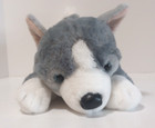 Fao Schwarz Plush Wolf Husky Malamute Dog Gray Blue Laying 19  Stuffed Animal