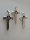 Catholic Lot Of 3 X St Benedict Crucifixes Rosary Crosses Italy Religious