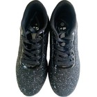 Belos Women Black Sequin Glitter Sparkly Lightweight Lace Up Tennis Shoes Sz 7
