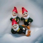 Vintage Artmark Pixie Ceramic Figurines Elf Gnome Garden Christmas Japan Lot 3