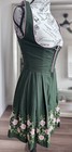 Vintage Tiroler Dirndl Green Traditional Folk Floral Oktoberfest Dress 38  flaws
