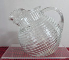 Vintage Anchor Hocking Manhattan Pattern Clear Glass Tilted Ball Pitcher 40 Oz