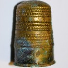 Brass Vintage Sewing Thimble With Patina 1 Inch Tall