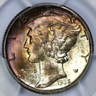1935-s Mercury 10c Silver Dime Pcgs Ms 65 Russet   Blue And Magenta Toning