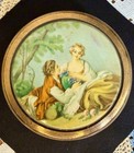 Vintage Gold Powder And Music Box With Painted Romantic Couple Scene Lid Rococo 