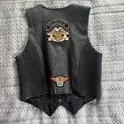 Vintage Harley Davidson Leather King Biker Vest Black Leather W  Patches