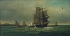 Antique Maritime Sea Oil Painting Brigantine Howe J Farret Ornate Gilt Frame