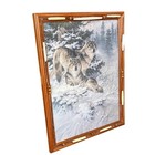 Vintage Larry Fanning Alpha Pair Gray Wolves Winter Framed Art Print 15 5 