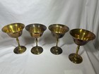 Vintage Brass Goblet Footed Tapered Wine Mcm Set Of 4 Mid Century 6  Tall