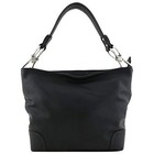Hobo Shoulder Bag With Big Snap Hook Hardware Black