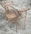 Vintage Iron Italian Hollywood Regency Salvadori Chair Vanity Table Curule Base