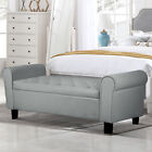 51  Velvet Storage Bench With Upholstered Ottoman End Of Bed Couch Dark Gray