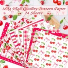 24 Sheets Double Sided Cherry Scrapbook Paper 12x12 Cute Cherry Baby Shower