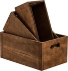 Wooden Crate Box  Rustic Brown Decorative Wooden Storage Box Container
