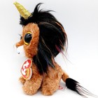 Ty Beanie Boos Plush Small Brown Unicorn Lion Gold Horn Black Mane With Tag