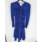 Filigree Womens Blue Polyester Suede Floral Beaded Ruched Cocktail Dress Size 10