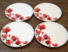 Mikasa Keira Red Poppy Set Of 4 Bone China Dinner Plates 11  Flowers Euc