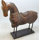 Vintage Wooden Large Horse Figurine Original Old Hand Carved