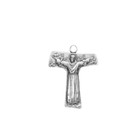 Saint Francis Of Assisi  tau  Sterling Silver Cross Medal Necklace  24  Chain