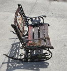 Antique Victorian Cast Iron Hand Painted Small Childrens Garden Rocking Armchair
