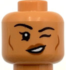 Lego New Nougat Minifigure Head Dual Sided Female Black Eyebrows Female Winking