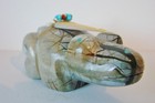 Lg  Vintage Zuni Carved Picasso Marble Frog Fetish By Anderson Weahkee   d 