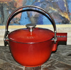 Staub La Theiere Red Cast Iron Round Tea Kettle Made In France Xlnt