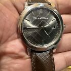 working  Burberry Bu9030 Wrist Watch For Men Brown Leather Strap   New Battery