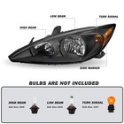 Pair Headlights For 2002-2004 Toyota Camry Black Housing Amber Headlights Lh rh