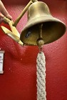 Anchor Ship Bell W  Bracket   Rope Lanyard  Antique Brass Finish  Nautical Decor