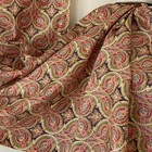 Unused Antique French Paisley Satanized Cotton Chintz Fabric Material Old 1920