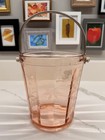 Vtg Fostoria Fairfax Pink Glass Ice Bucket Wheel-cut Design  - Uv Selenium Glow