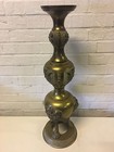 Large Asian Chinese Or Japanese Brass Metal Candle Holder Foo Dog Decoration