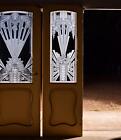 Set Antique French Art Deco Etched Glass Doors Frosted Glass With Pine Frames