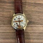Vintage Disney  Tiger Wrist Quarts Watch Brown Leather Strap  Time Works 