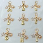 1pcs A-z Gold Bubble Alphabet Keychain Starfish Shell Bag Charm Gift For Women