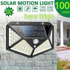4x 100 Led Solar Power Wall Light Outdoor Pir Motion Sensor Security Garden Lamp