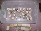 Lot 64 Vintage Empty Assorted Sizes Wood Sewing Thread Spools Crafts Nice