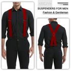 Red Suspenders For Men Heavy Duty Clips 2  Adjustable X Back Work Braces