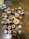 Vintage Wooden Thread Spools Lot Coats   Clark Silk Sewing Spools