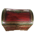 Wooden Chest Box Vintage Red Treasure Storage Jewelry Handmade Decorative Style