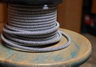Zigzag Black white Cloth Covered 3-wire Round Cord  18ga Vtg Chevron Lamp Lights