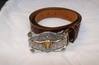 New Justin Long Horn Brown Leather Kids Belt Size 22
